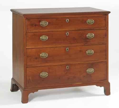 Appraisal: ANTIQUE AMERICAN CHIPPENDALE CHEST-OF-DRAWERSCirca In cherry with molded top edge