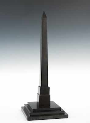 Appraisal: A Grand Tour Polished Slate Obelisk The satin polished black