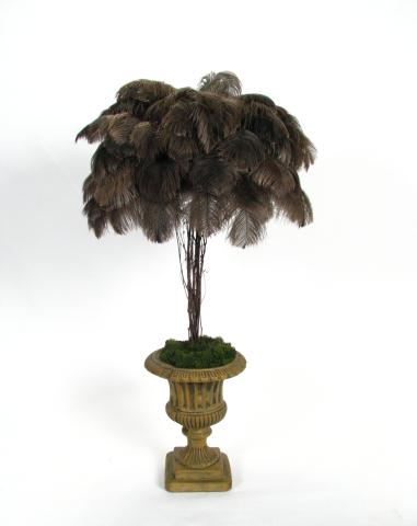 Appraisal: Decorator feather tree selling with a plaster urn-design planter inches