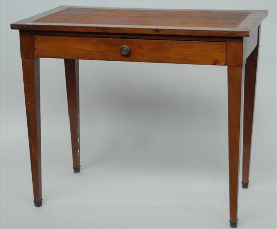 Appraisal: ANTIQUE LEATHER TOP WRITING TABLE Mahogany with tooled leather top