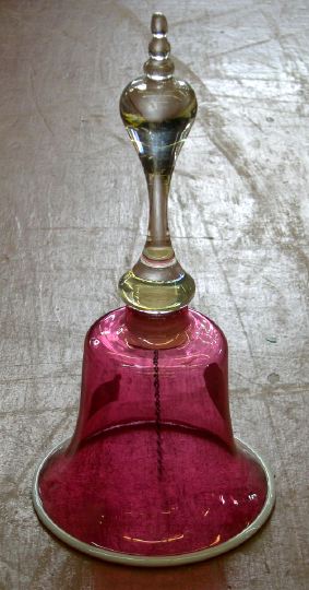 Appraisal: English Opalescent White-Edged Cranberry and Colorless Glass Table Bell second