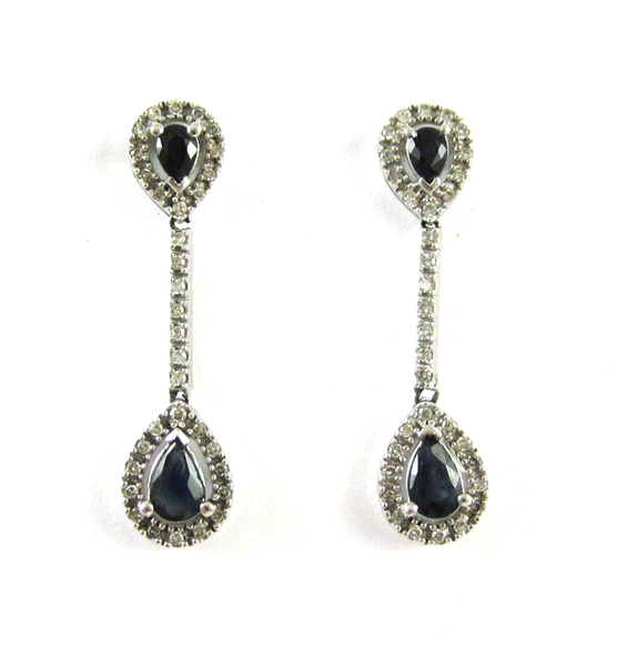 Appraisal: PAIR OF SAPPHIRE AND DIAMOND EARRINGS each k white gold