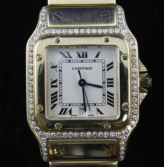 Appraisal: A gentleman's modern ct gold and diamond Santos de Cartier