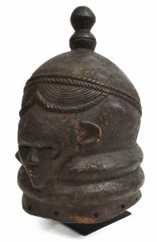 Appraisal: African carved wood full helmet mask Mende people Sierra Leone