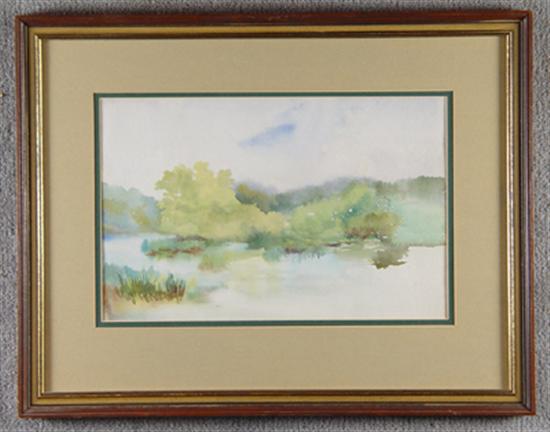 Appraisal: Watercolor Landscape attributed to Elliott Daingerfield Large stream bordered with