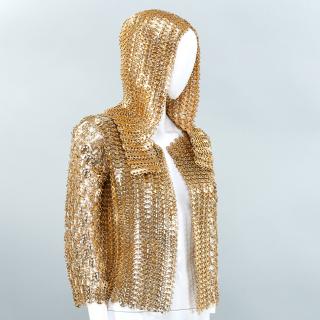 Appraisal: Gold finish chain mail jacket with hood Gold finish chain