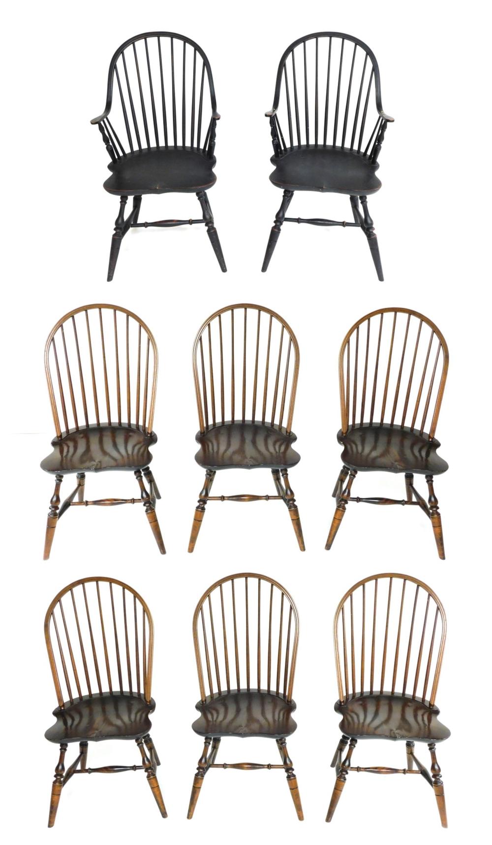 Appraisal: Eight Windsor chairs by The Windsor Workshop Co th C