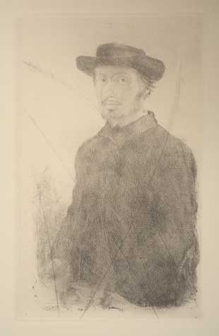 Appraisal: EDGAR DEGAS Autoportrait Etching x mm x inches full margins