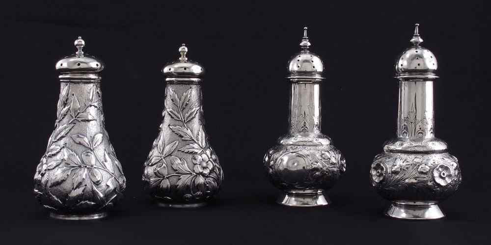 Appraisal: PC STERLING REPOUSSE SALT AND PEPPER SHAKERS To include pair