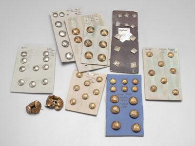 Appraisal: Collection British military buttons eight from South Lancashire Regiment -