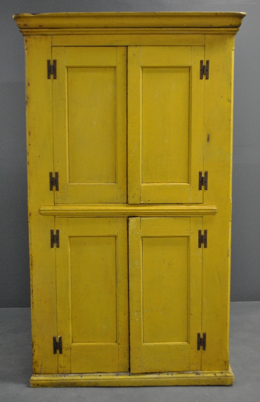 Appraisal: - Yellow paint decorate cupboard early th c with four