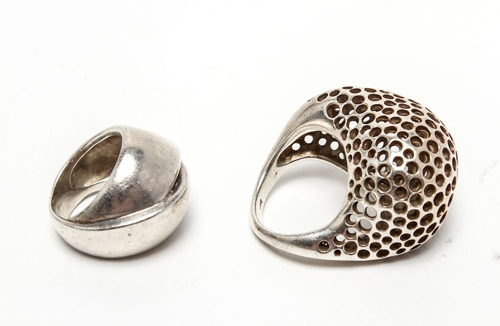 Appraisal: Angela Cummings Sterling Silver Biomorphic Rings Two Angela Cummings sterling