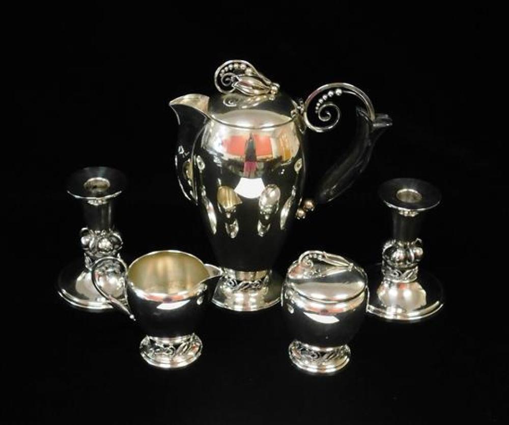 Appraisal: STERLING Fara Co New York c - five piece tea