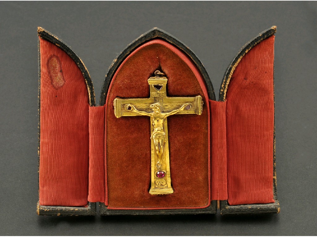 Appraisal: A th Century gold Crucifix set rubies and garnets with