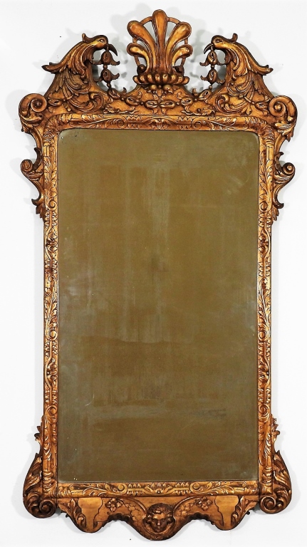 Appraisal: LG ITALIAN CARVED GILT WALL MIRROR Italy Circa Torch and