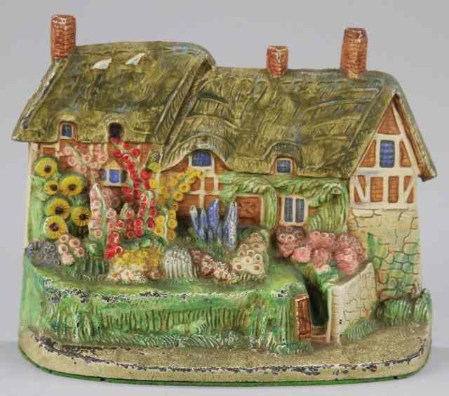 Appraisal: ANN HATHAWAY'S COTTAGE DOORSTOP Hubley incredible three piece mold design