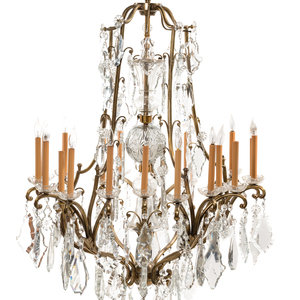 Appraisal: A French Gilt Metal and Glass Twenty-Light Chandelier th Century