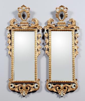 Appraisal: Pair Italian mirrors neoclassical style gilt framed with carved and