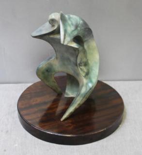 Appraisal: AZUZ Haim Patinated Bronze Seated Abstract Figure Signed and numbered