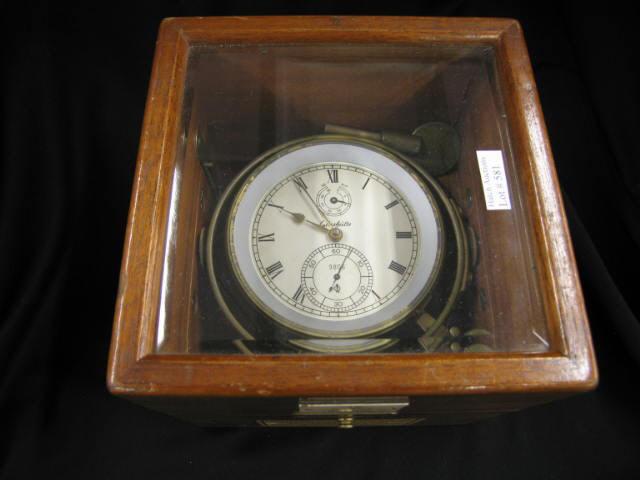 Appraisal: German Ships Clock by Glashutter gimbeled wooden case