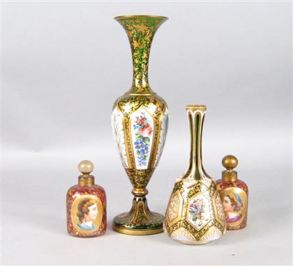 Appraisal: Group of Bohemian overlay glass th th century Comprising a