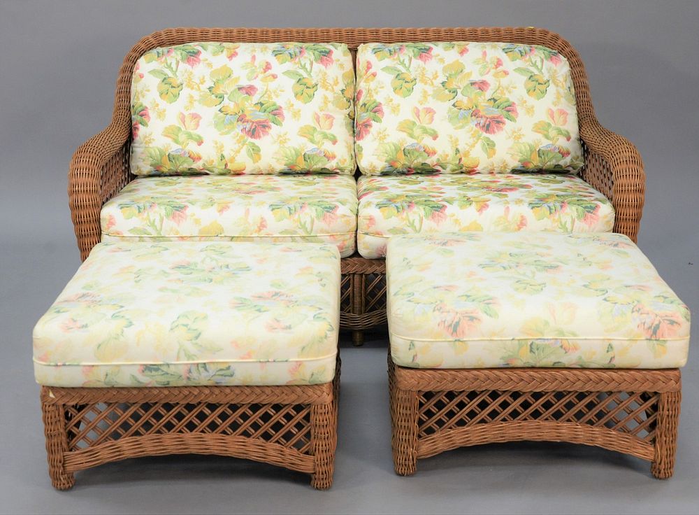 Appraisal: Five-piece wicker lot to include two loveseats lg along with