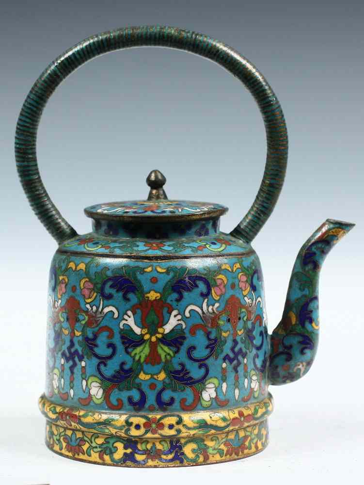 Appraisal: CHINESE CLOISONNE WINE POT - th c Chinese Cloisonne Wine