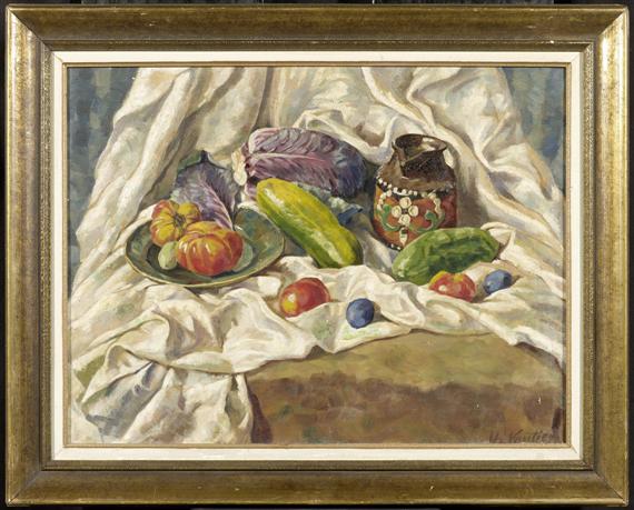 Appraisal: VAUTIER HANS Zurich Still life with fruit and vegetables Oil