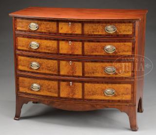 Appraisal: FINE PORTSMOUTH NEW HAMPSHIRE FEDERAL INLAID MAHOGANY BOWFRONT CHEST OF