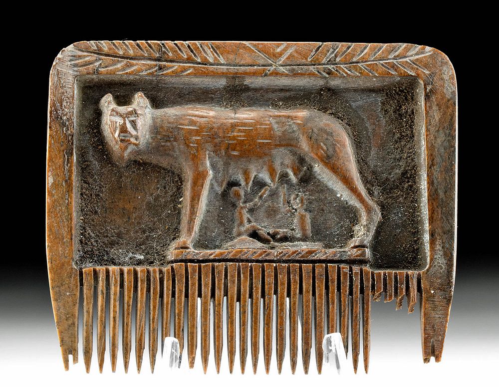 Appraisal: th C European Bone Comb - Capitoline Wolf Central Europe