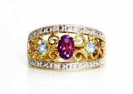 Appraisal: A ct gold amethyst topaz and diamond ring size L