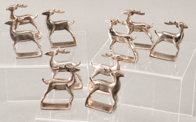 Appraisal: Ten Reindeer Napkin Rings Silver Plate H x W