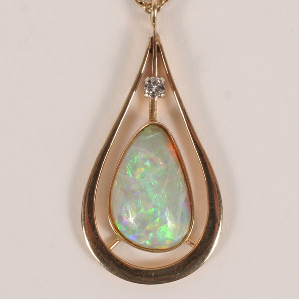 Appraisal: Gold K pendant bezel set with one pear cut opal