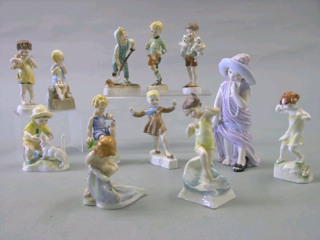 Appraisal: Twelve modern Royal Worcester figures Teatime Threes Company Woodland Walk