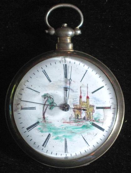 Appraisal: Silver case enamel open face pocket watch th century