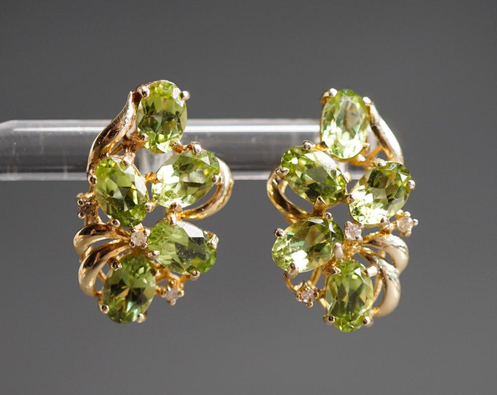 Appraisal: Pair of -Karat Yellow-Gold and Peridot Pierced Earrings dwt L