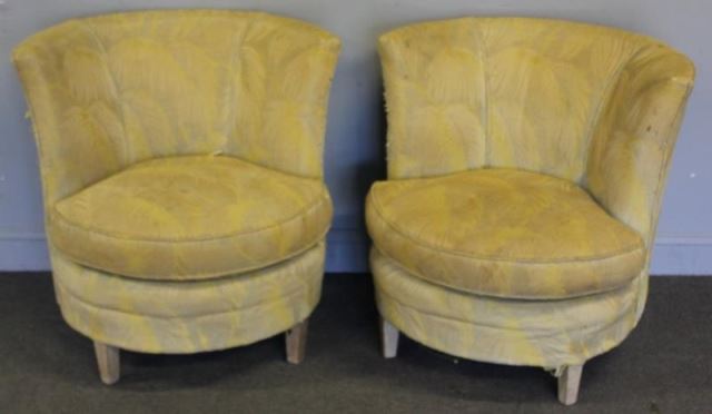 Appraisal: Midcentury Upholstered Tub Chairs In the style of James Mont