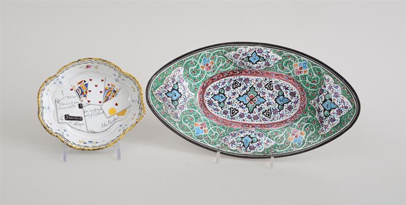 Appraisal: GEORGE III SOUTH STAFFORDSHIRE ENAMEL TRAY AND A PERSIAN ENAMEL