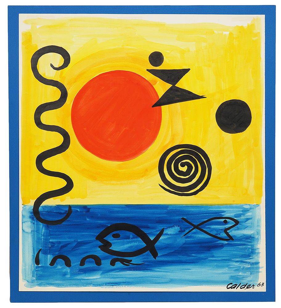 Appraisal: Alexander Calder 'In Mid-Ocean' Gouache on Paper Alexander 'Sandy' Calder