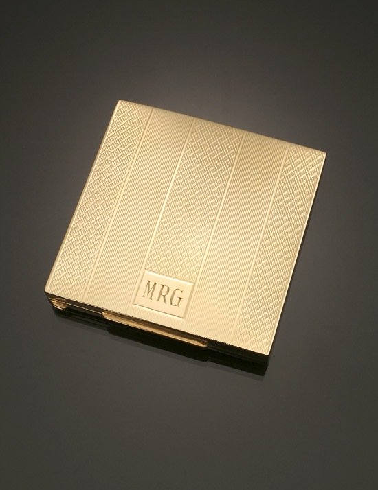 Appraisal: -Karat Yellow-Gold Compact The square polished and textured body with