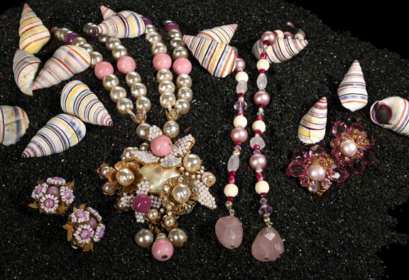 Appraisal: Miriam Haskell Pearl and Glass Bead Drop Necklace ca composed