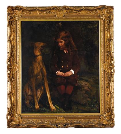 Appraisal: JOHN LA FARGE american - A BOY AND HIS DOG