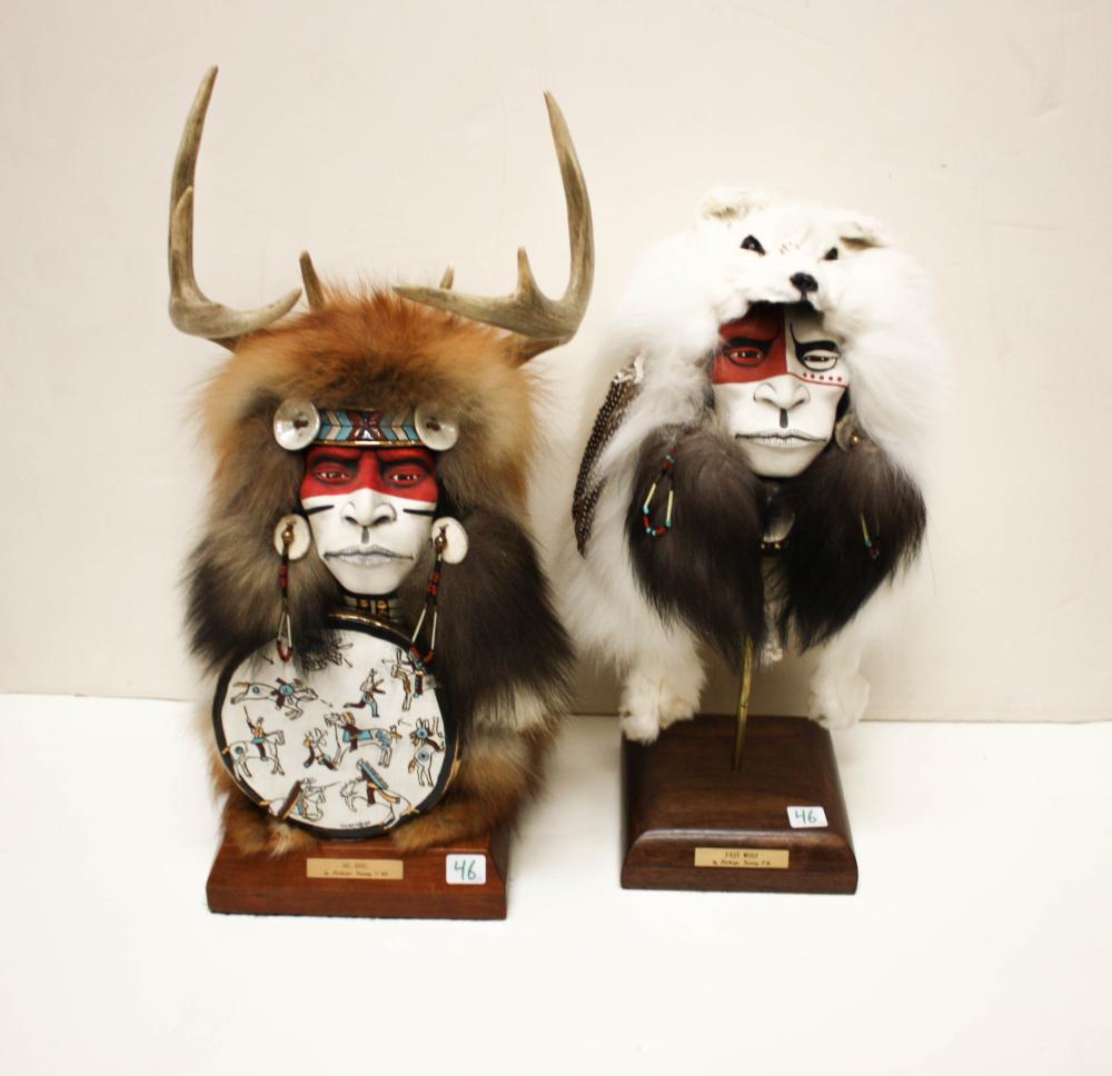 Appraisal: KATHRYN YAUNEY United States th century three mixed media busts