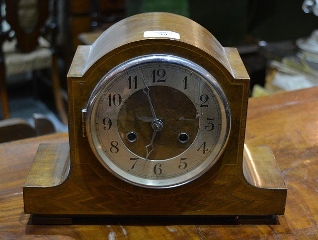 Appraisal: A 's inlaid mantel clockwith striking mechanism