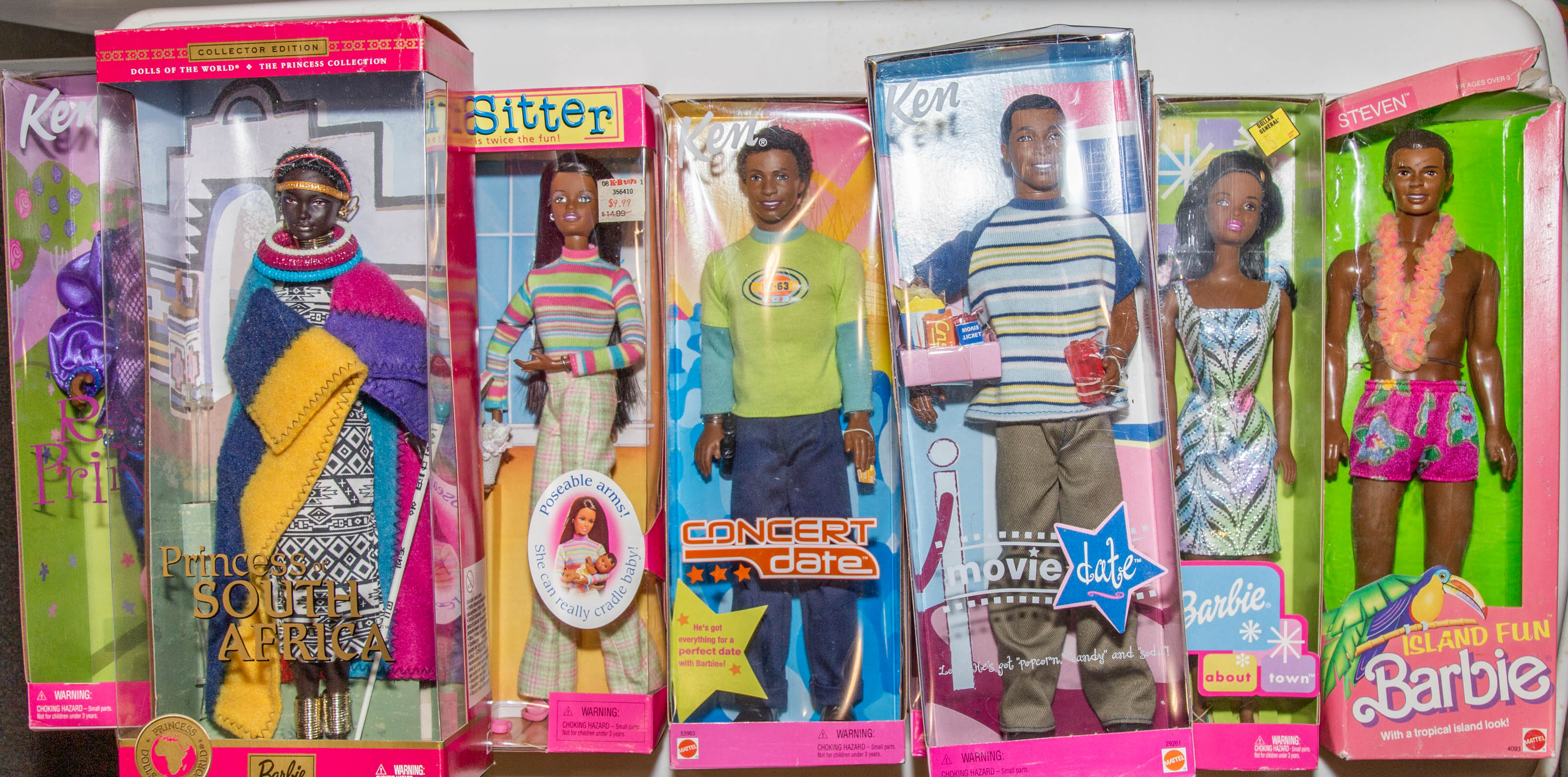 Appraisal: EIGHT AFRICAN AMERICAN BARBIE KEN DOLLS Includes three Barbies and