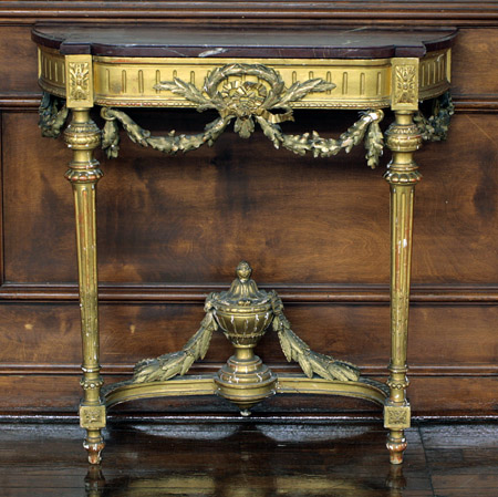 Appraisal: Louis XVI Style Giltwood Marble-Top Console First Quarter th Century