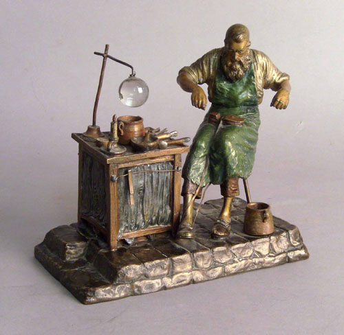 Appraisal: Cold painted bronze of a cobbler h