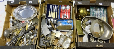 Appraisal: A large collection of various brass and silver plated ware