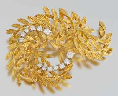 Appraisal: An Estate k Gold and Diamond Brooch k yellow gold