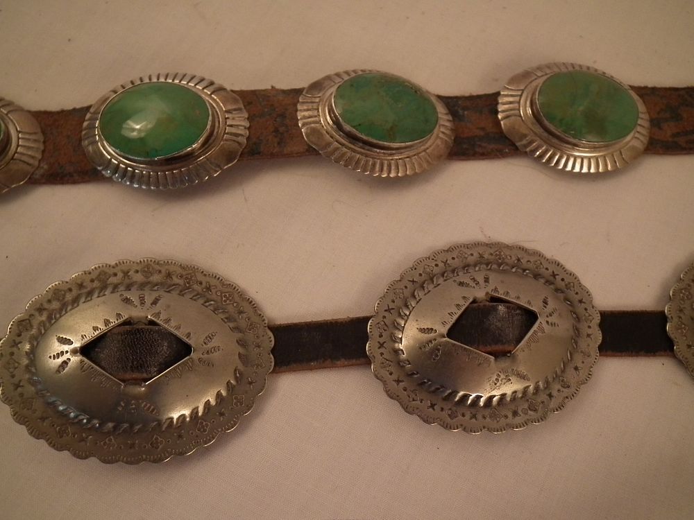 Appraisal: SILVER CONCHA BELTS Lot of old South Native American concha